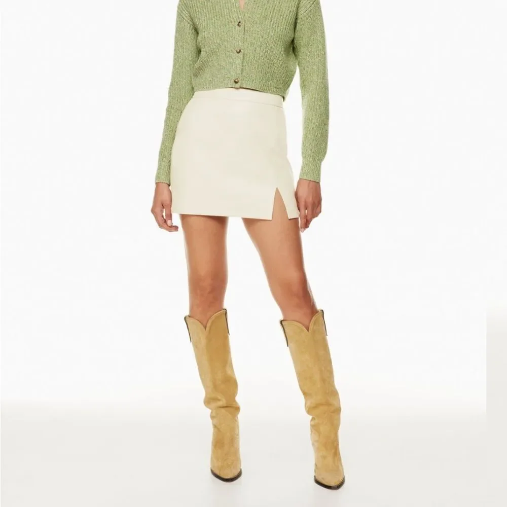 NWT Aritzia Wilfred Tempest / Patio Vegan Leather Mini Skirt in Birch - Picture 4 of 6